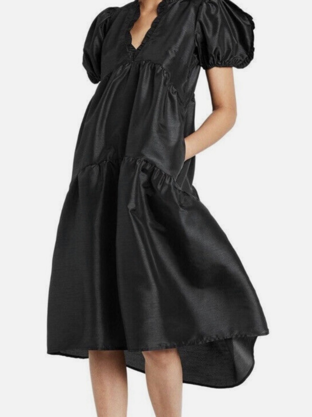 Kika Vargas x Target Black Puff-Sleeve Tiered High-Low Dress